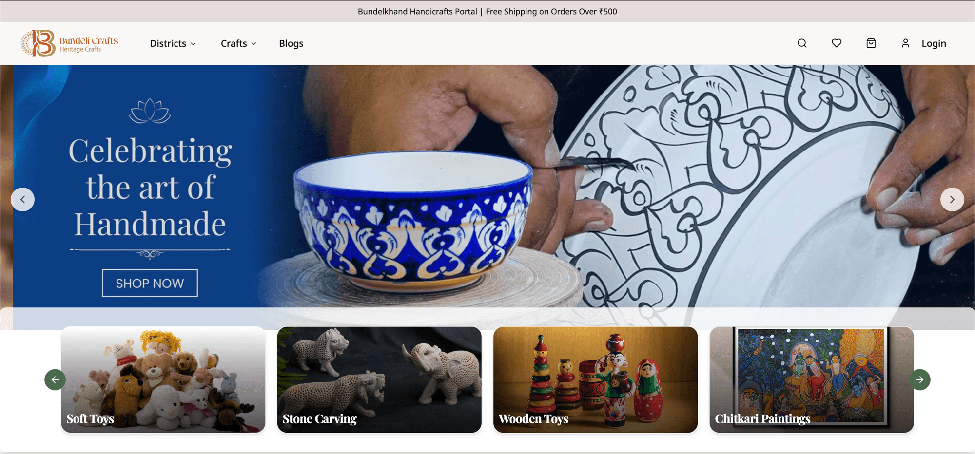 BundeliCrafts homepage