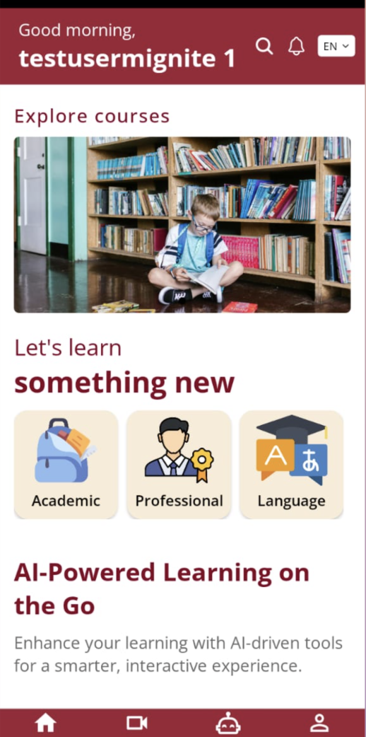 AI Learning App — home