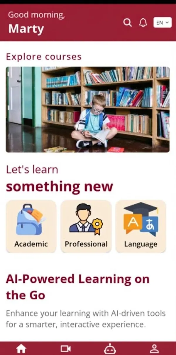 AI Learning App — home